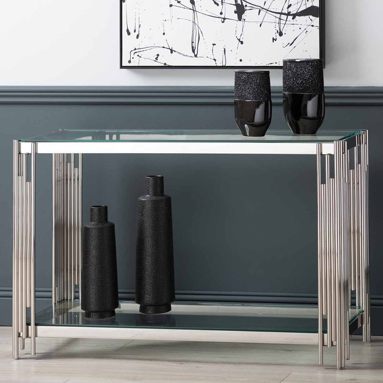 Silver narrow deals console table